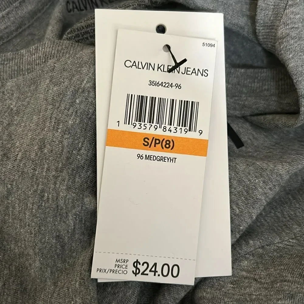 NWT Calvin Klein Jeans Boy’s Logo Short Sleeve T-Shirt Medium Gray Heather S(8)